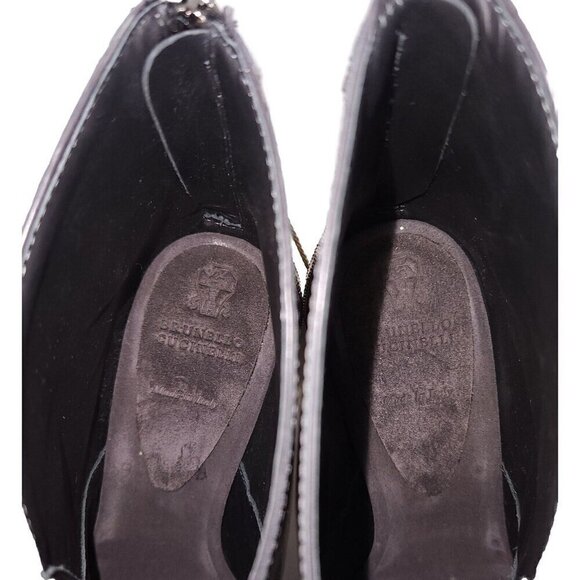 Brunello Cucinelli Open Toe Monili Ankle Bootie 37 US 7 New Defect Brown - Picture 10 of 12